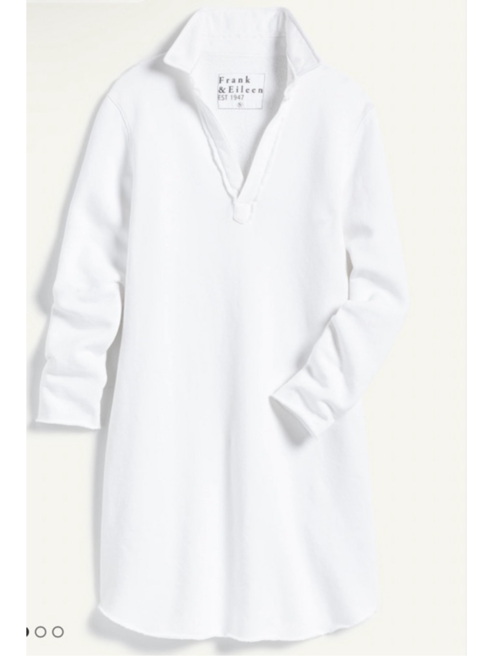 New Frank & Eileen Nicole White Triple Fleece Popover Henley Mini Dress M - Picture 4 of 7